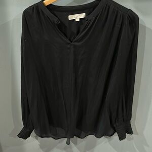 LOFT | Black Long-Sleeve top Button Blouse with  XL
